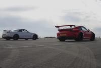 Трековые Porsche 911 и Nissan GT-R сравнили в дрэг-рейсинге (видео)