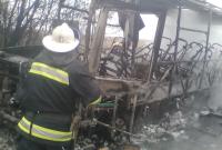 В Харьковской области сгорел рейсовый автобус (фото)