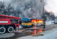 В Чернигове на улице сгорел троллебус