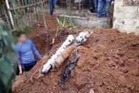 В Бахмуте во дворе сообщника террористов "ДНР" откопали схрон с оружием российского производства
