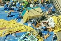 В результате падения крана в Южной Корее погибли пять человек