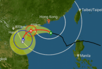 В связи с тайфуном "Ханун" в Гонконге объявили штормовое предупреждение