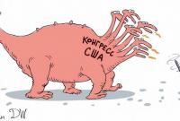 Конгресс против Путина и "двуликий Трамп": карикатура об РФ и США