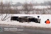 В Ровенской области микроавтобус слетел в кювет и перевернулся, пострадали семь пассажиров