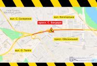 В Киеве частично ограничат движение по проспекту Бандеры до сентября