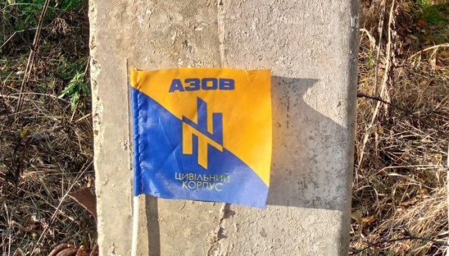 В Мариуполе на столбах появились флажки с символикой полка «Азов»