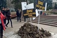 Высыпали кучу навоза перед зданием парламента: в Молдове митинговали против повышения цен на газ